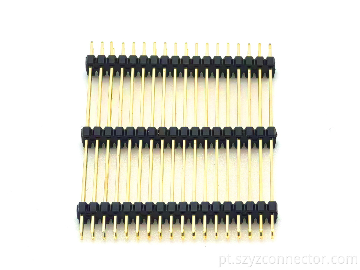 Conector de cabeçote de pino de passo de 2,0 mm Linha dupla reta de três camadas de plástico SQ0,5 mm H: 6,0 mm 2 * 18P 2.0mm Pitch Pin Header Connector Dual Row Straight Three-layer Plastic SQ0.5mm H:6.0mm 2*18P